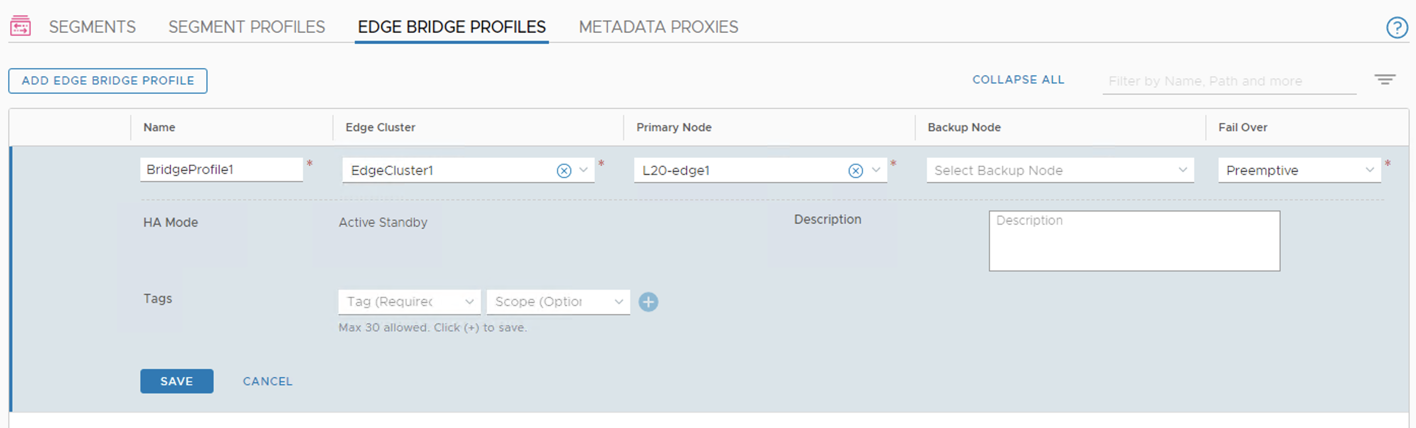 Create Edge Bridge Profile